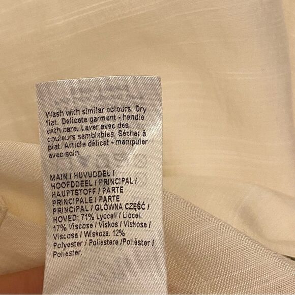 RIVER ISLAND ivory white LONG SLEEVE Silver button lyocell viscose shirt US 14 - Picture 11 of 11